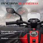 Moto électrique pour enfants 12V moto porteur Honda pour enfants 3 à 6 ans avec musique, phares rouge
