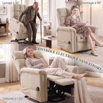 Fauteuil Releveur Électrique, Fauteuil Relax Électrique en Velours avec Dossier Inclinable, Télécommande, Marron