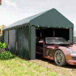 Tente garage carport 3 x 6m Auvent de voiture robuste avec 2 portes enroulables, toile 200g PE, vert