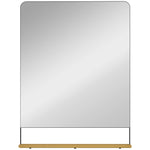 Miroir mural 80 x 60 cm avec étagère en bois, miroir rectangulaire moderne avec cadre en métal, noir