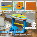 Piano enfant électronique 37 touches, avec micro, tabouret, lumière LED, fonction d'enregistrement et de relecture