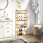 Etagère échelle en bambou 4 niveaux bibliothèque style naturel 48L x 31,5l x 120H cm