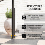 Tonnelle de barbecue à deux niveaux auvent de réception pour jardin avec lumière LED 243 x 148 x 248 cm kaki