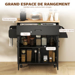 Dessert îlot de cuisine multi-rangements tiroirs placard 2 portes avec étagère réglable 105 x 36 x 85 cm noir