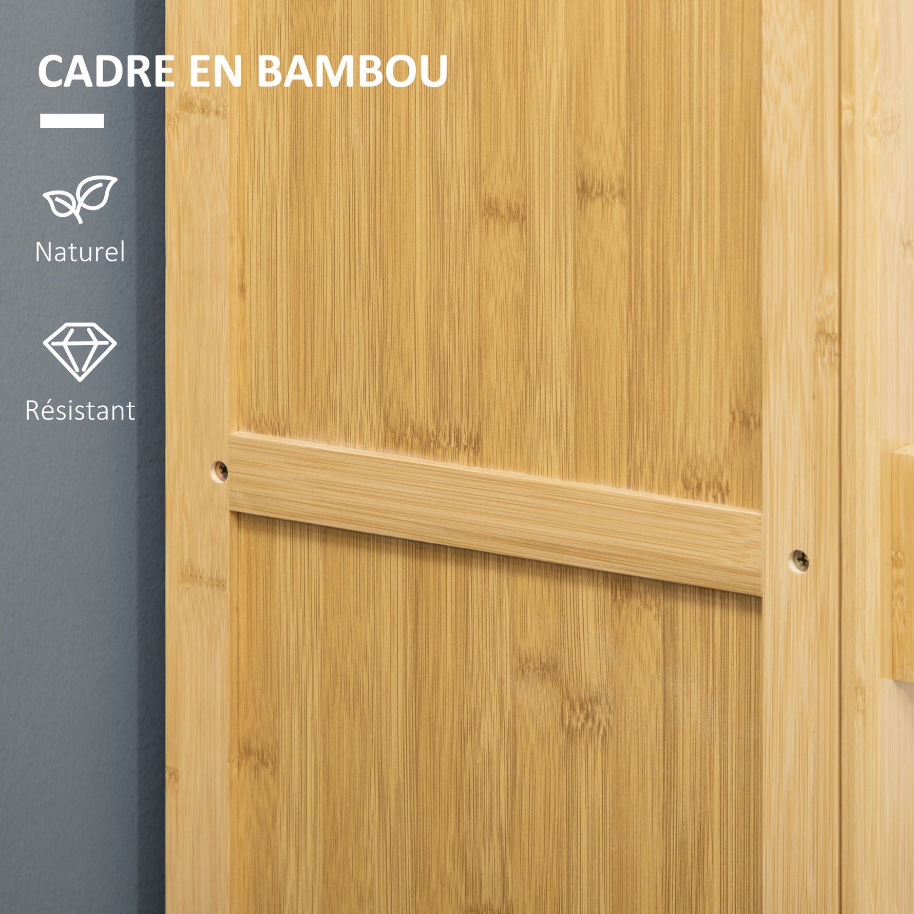 Meuble de rangement en bambou avec étagères et porte design à lamelles pour salle de bain chambre salon 40 x 30 x 140 cm