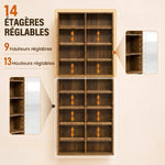 Rangements pour CD et DVD 18 compartiments capacité max. 640 CD/360 DVD 430 Blu-ray 78,5 x 24 x 175 cm noyer foncé