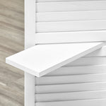 Paravent Intérieur en Bois 4 Panneaux 160 x 170 cm, Séparateur de Pièce Pliable avec 3 Étagères, Cloison de Séparation pour Salon, Chambre à Coucher, Maison, Blanc