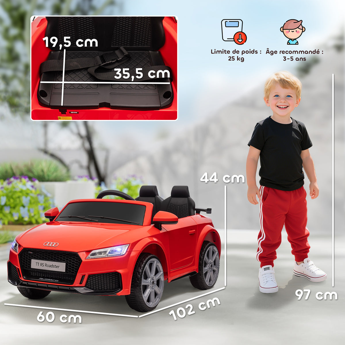 Children's Electric Vehicle TT RS 12V 30W Max. Speed 3 km/h Remote Control Sound + Light Effects Red