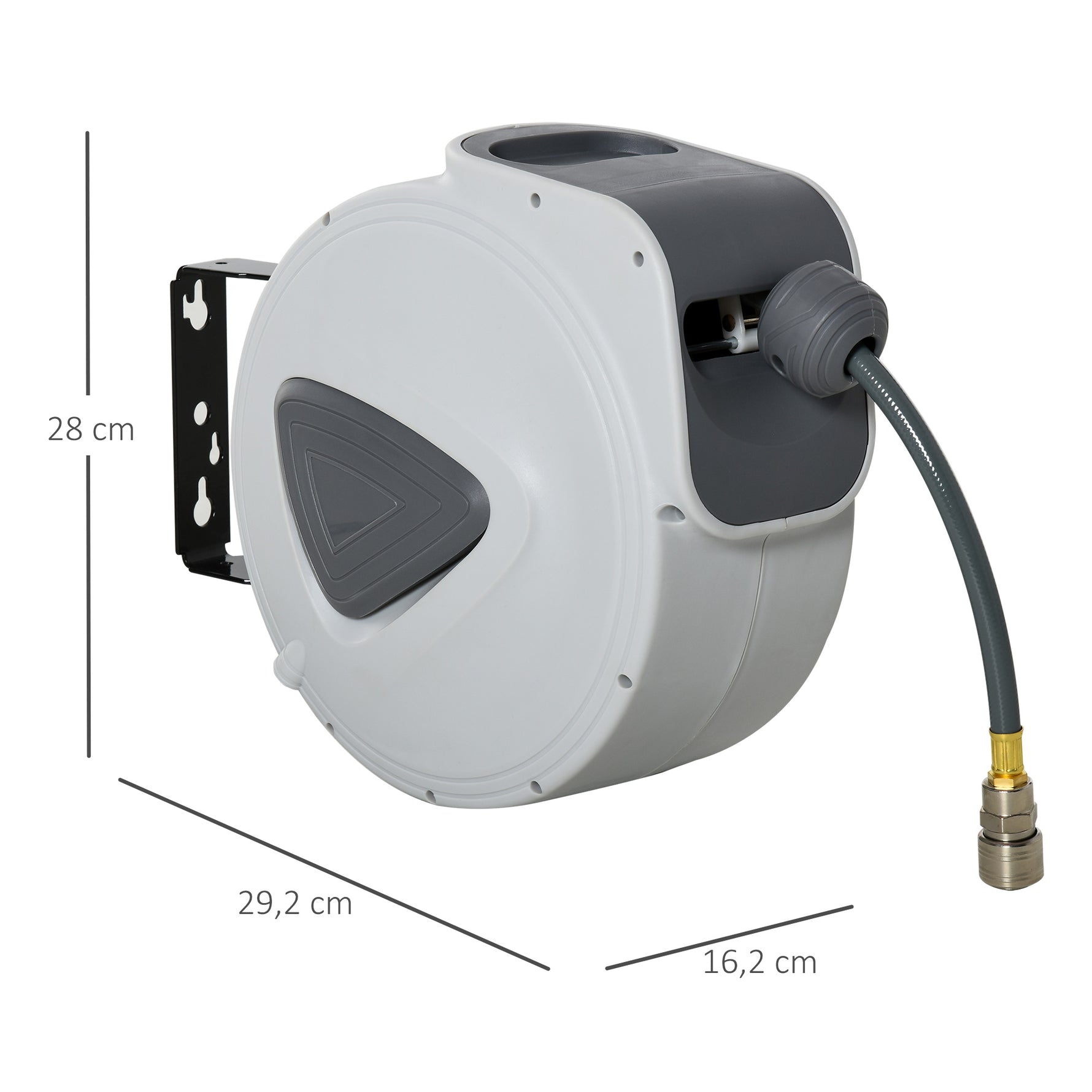 Enrouleur de tuyau à air comprimé - tuyau : 10 m + 0,9 m - Ø intérieur 3/8" (9,5 mm), 1/4" (6,35 mm) BSPT - dévidoir automatique pour tuyau d'air rétractable gris