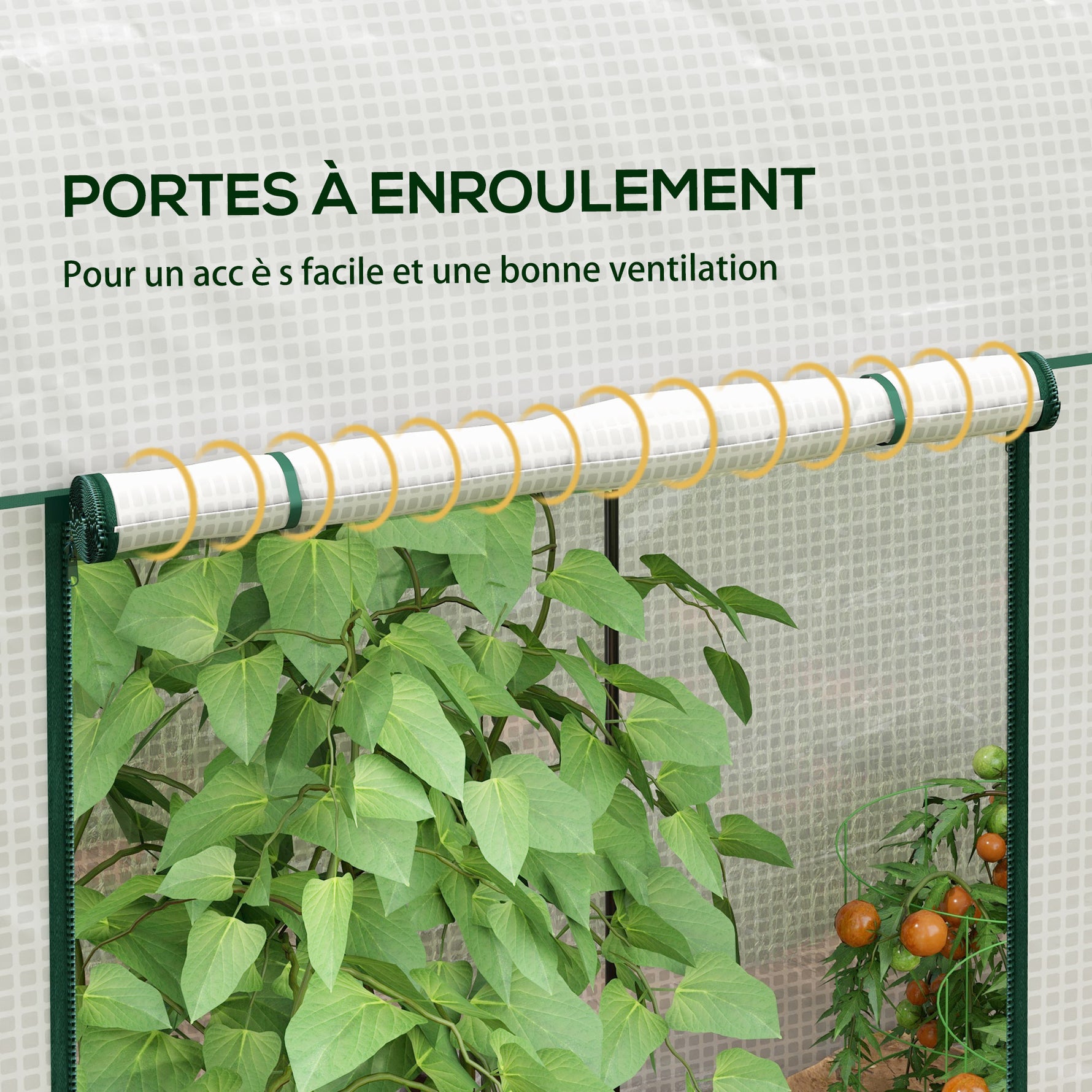 Serre de jardin 2 m² dim. 2L x 1l x 1,78H m 2 Portes zippées enroulables Acier PE Haute densité 140 g/m² Anti-UV blanc