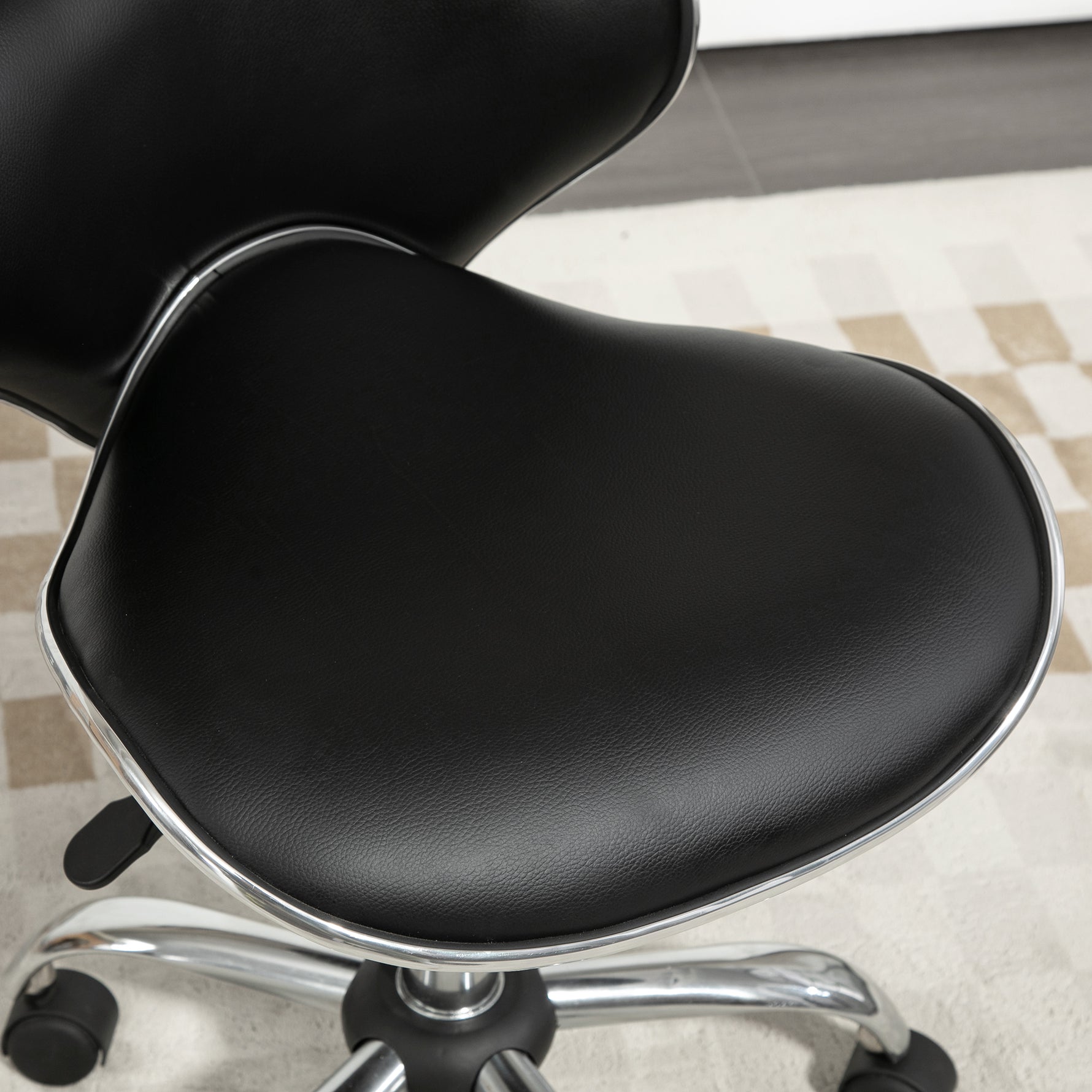 Tabouret à roulettes tabouret de travail avec hauteur réglable 44-56 cm et dossier, pivotant 360°, noir