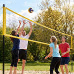 Ensemble de Volley-Ball et Badminton, Poteaux en Acier Hauteur Réglable, Sac de transport, pour Pelouse Plage Jardin