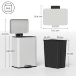 Poubelle de Cuisine 20 L en Métal, Poubelle avec Pédale, Couvercle à Fermeture Douce, Crème