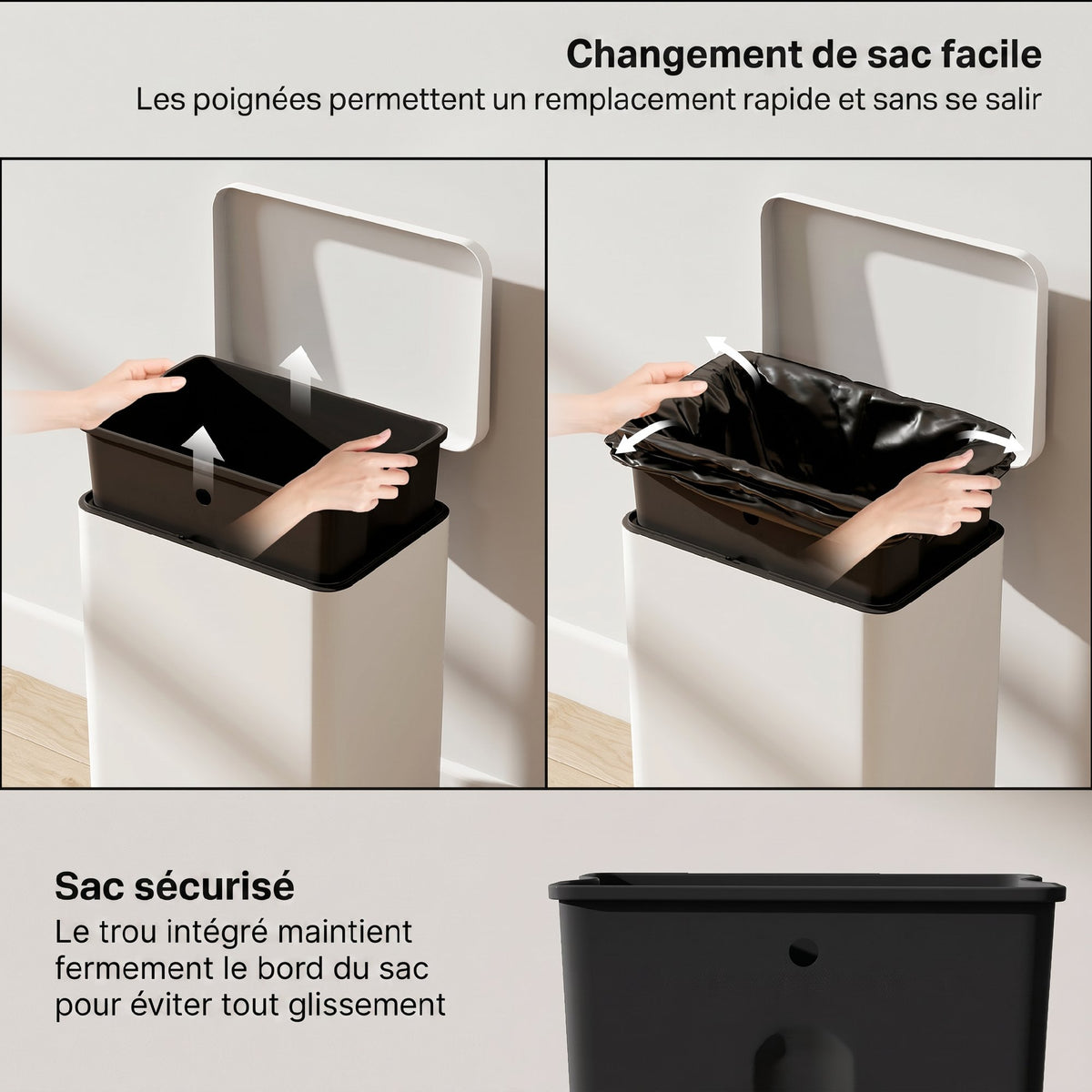 Poubelle de Cuisine 20 L en Métal, Poubelle avec Pédale, Couvercle à Fermeture Douce, Crème