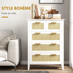 Commode 5 tiroirs poignées en bois massif glissières en métal pour bureau salon chambre à coucher 77 x 37 x 104 cm blanc