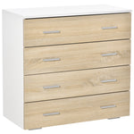 Commode Meuble de Rangement Style Contemporain 4 tiroirs 76 x 35 x 72 cm Blanc et Couleur Bois