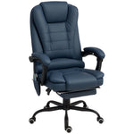 Fauteuil de bureau massant, chaise de bureau avec hauteur réglable, dossier inclinable et télécommande filaire, bleu