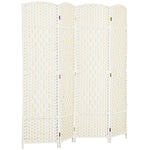 Paravent intérieur en bois 4 panneaux séparateur de pièce pliable pour salon chambre 180 x 180 cm blanc