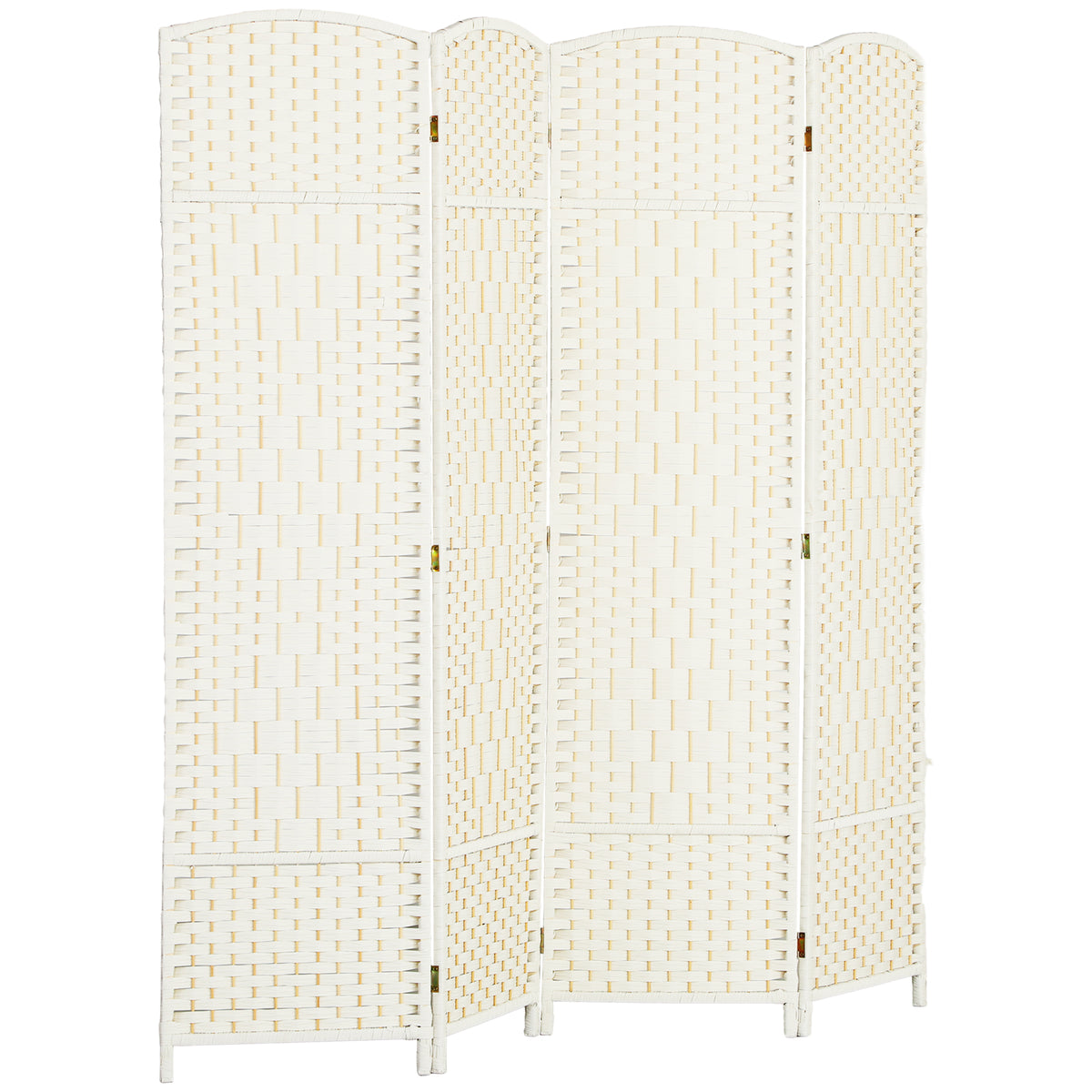 Paravent intérieur en bois 4 panneaux séparateur de pièce pliable pour salon chambre 180 x 180 cm blanc