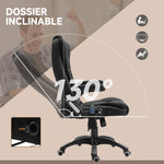 Fauteuil de bureau massant et chauffant, chaise de bureau, chaise ergonomique avec hauteur réglable, dossier