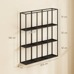 Étagère Murale Industrielle 9 Compartiments, Étagère Modulaire en Métal pour Objets de Collection, 87,5x18x100cm Noir
