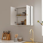 Armadio a muro, mobiletto pensile da bagno moderno con sportello a doppia anta e maniglie dorate, 60x20x60cm, bianco