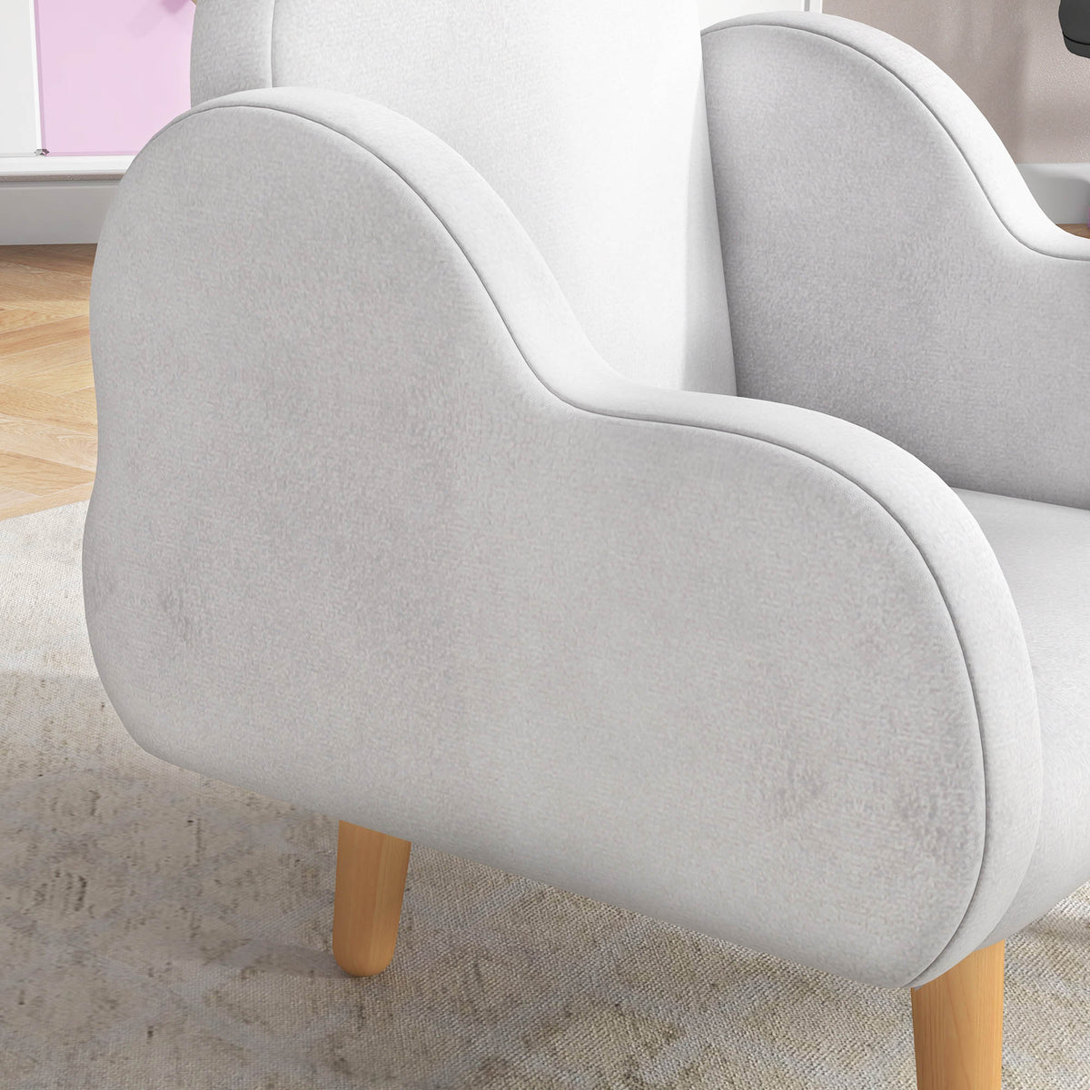 Fauteuil pour enfant design scandinave nuage grand confort avec piètement inclinés et tissu 46 x 51 x 55 cm blanc