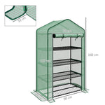 Serre de Jardin Balcon étagère Serre 4 Niveaux 90L x 49l x 160H cm Acier galvanisé bâche Amovible PE Haute densité Vert