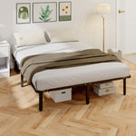 Bettgestell 160 x 200 cm, Doppelbett mit Lattenrost aus Massivholz und Fußteil, mit Stauraum darunter, schwarz