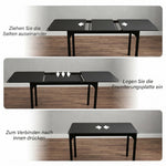 Table à manger extensible de 4 à 6 personnes, pieds en acier, pour petits espaces, salle à manger, noir