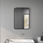 Badezimmerspiegel mit Metallrahmen und Haken, 50x2,5x70 cm, Schwarz