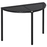 Table de jardin demi cercle - table de balcon demi lune - 100L x 50l x 74H cm résine tressée 4 fils imitation