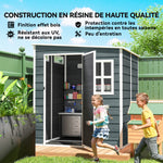 Abri de Jardin Cabanon de Stockage Plancher Structure Aluminium 3 Fenêtres 2 Aérations 182x182x183cm Gris Effet Bois