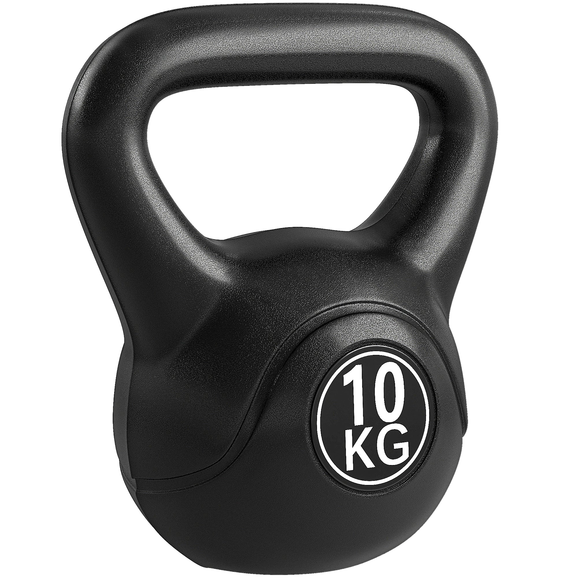Kettlebell 10 kg, Hantel mit ergonomischem Griff, Kugelhantel, Krafttraining, Training, 25 x 19 x 28 cm schwarz