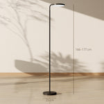 Lampadaire LED, lampe sur pied à intensité variable, tête rotative 350 °, télécommande magnétique, 41x25x177cm, noir