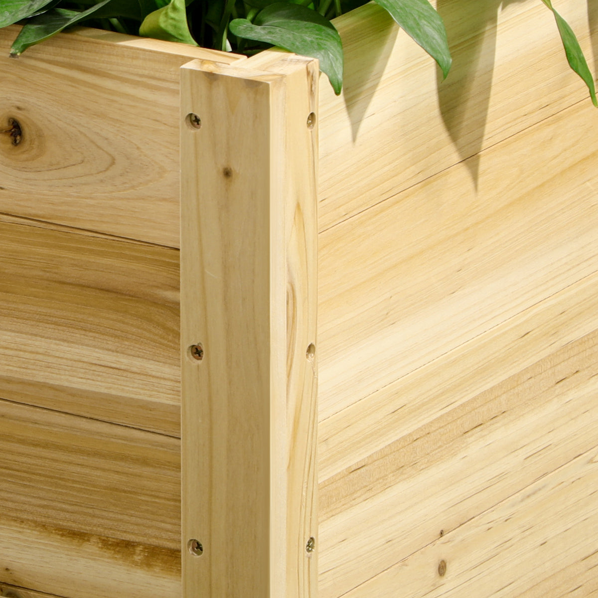 Jardinière de jardin surélevée bac à fleurs roues en bois de sapin dim. 89L x 48l x 47H cm bois naturel