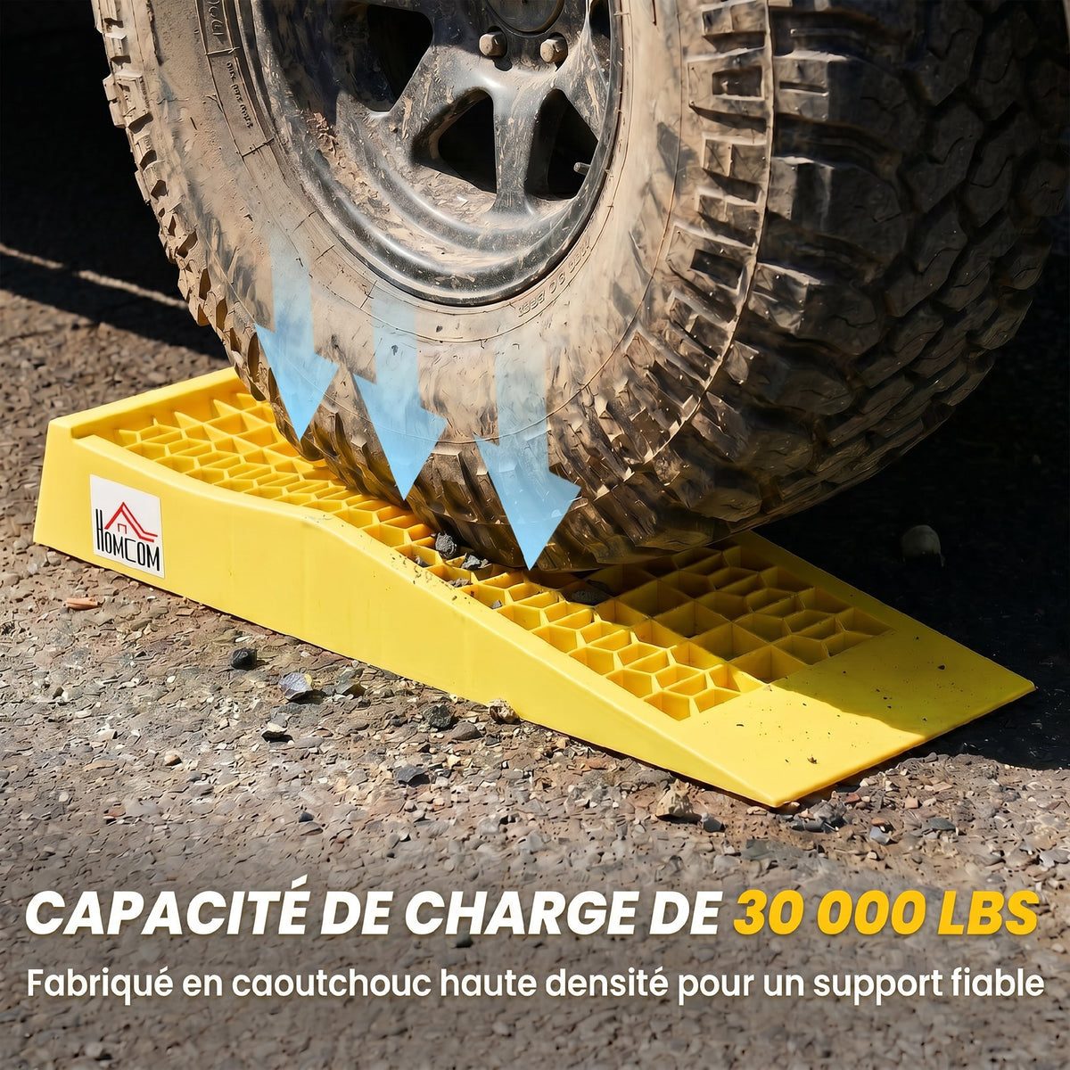 Ensemble de 2 rampes pour voiture véhicule utilitaire rampe de chargement dim. 70L x 19,5l x 7,8H cm PP jaune