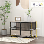 Cage pour chien intérieur, table d'appoint, 100 x 60 x 68 cm, niche, 3 portes verrouillables,  aspect bois noir