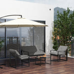 Salon de jardin 4 pièces 4 personnes avec canapé 2 places, 2 fauteuils et 1 table basse gris