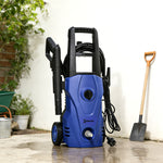 Nettoyeur Haute Pression 1600W, Débit 432 L/h, Pompe en Aluminium 130 Bars, Tuyau 6m, Flacon de Savon, Bleu