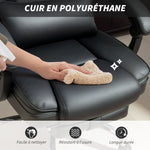 Fauteuil de bureau massant et chauffant chaise de bureau avec hauteur réglable dossier inclinable 67x72x111-119cm noir