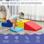 4 blocchi da costruzione XL - moduli per la motricità - giocattoli educativi - percorso motorio per bambini in schiuma EPE poliuretanica, blu, giallo, rosso