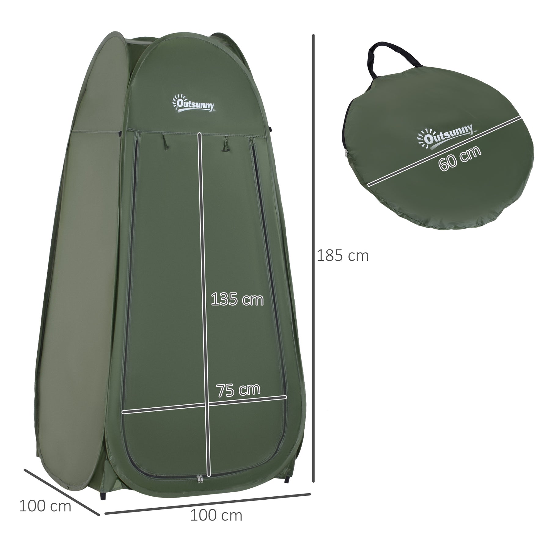 Tente de douche pop-up tente de toilette pliable et portable anti-UV sac de transport inclus pour plage, pêche, randonnée, bain, l'extérieur, vert
