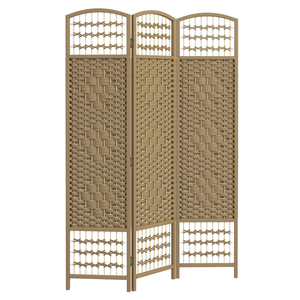 Paravent intérieur en bois séparateur de pièce cloison pliable 3 panneaux 120 x 170 cm bois naturel