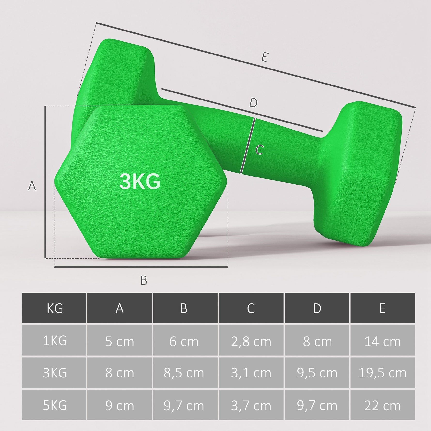 Lot d'haltères hexagonaux, haltères musculation, 2 x 1 kg, 2 x 3 kg, 2 x 5 kg, avec support convertible d'haltères