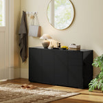 Buffet meuble de rangement 2 tiroirs coulissants 4 portes étagère réglable panneaux de particules 140 x 36 x 74 cm noir