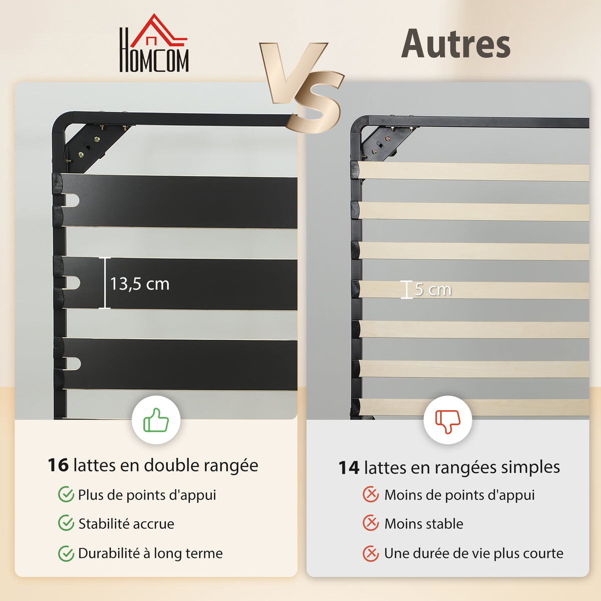 Estructura de cama de 140 x 190 cm, cama matrimonial con somier de láminas de madera maciza y piecero, con almacenamiento debajo, color negro