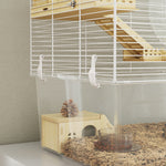Cage à hamster à 3 niveaux, cage rongeur avec roue d'exercice, plateau profond transparent, 59 x 35,5 x 47 cm, blanc