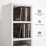 Estantería para CD y DVD con 12 compartimentos, capacidad máx. 204 CD, 21 x 20 x 175 cm, blanco