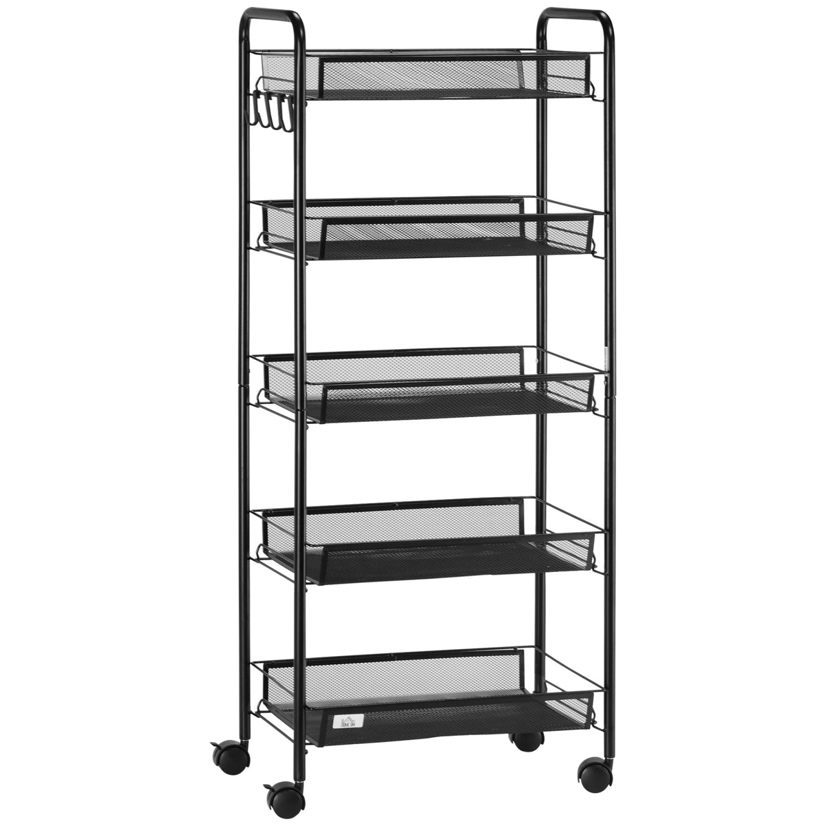 Chariot desserte de rangement à roulettes avec 5 paniers amovibles en acier, dim. 45L x 26.5l x 106H cm